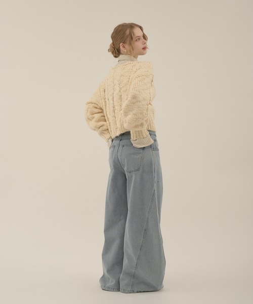 hazyl ワイドパンツ ジーンズ デニム デニムパンツ side stitch wide