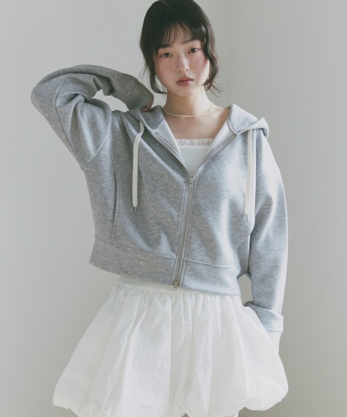 Freesia パーカー ショート丈ドルマンスウェットパーカー レディース