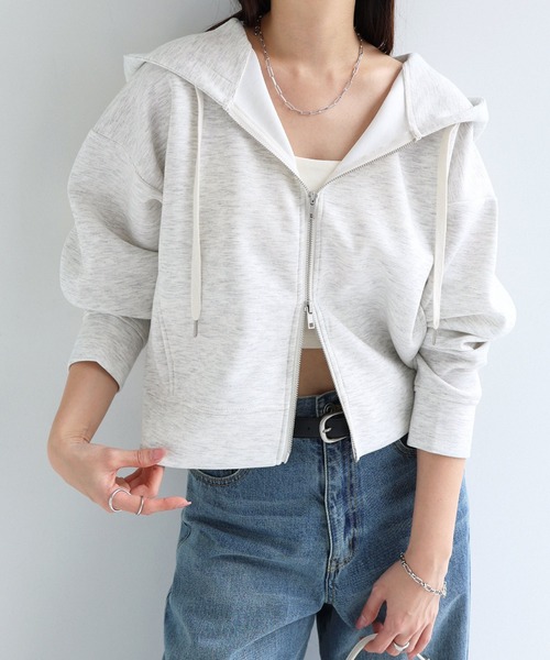 Freesia パーカー ショート丈ドルマンスウェットパーカー レディース 