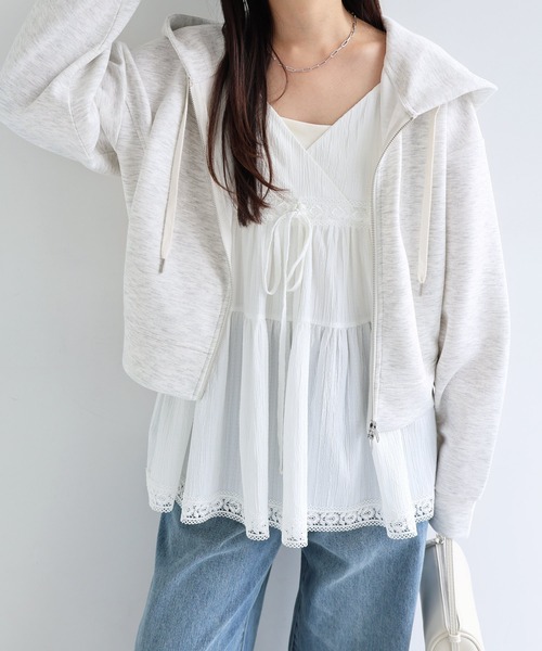 Freesia パーカー ショート丈ドルマンスウェットパーカー レディース