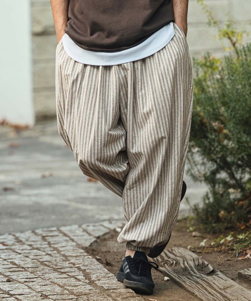 CAMBIO（カンビオ） パンツ mp14479- コットンリネンストライプ