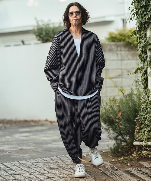 CAMBIO（カンビオ） パンツ mp14479- コットンリネンストライプ