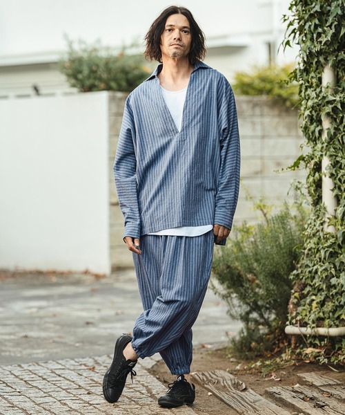 CAMBIO（カンビオ） パンツ mp14479- コットンリネンストライプ