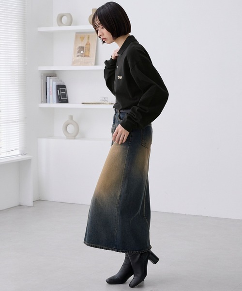 「PENNEYS」 長袖ポロシャツ M ダークネイビー レディース_画像6