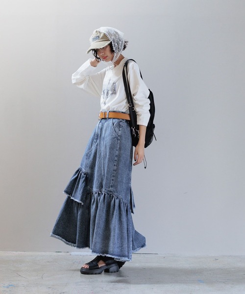 「PAGEBOY」 長袖カットソー FREE オフホワイト レディース_画像3