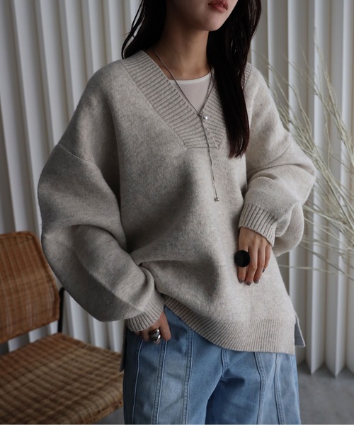 「YENNA」 長袖ニット FREE チャコールグレー レディース_画像8