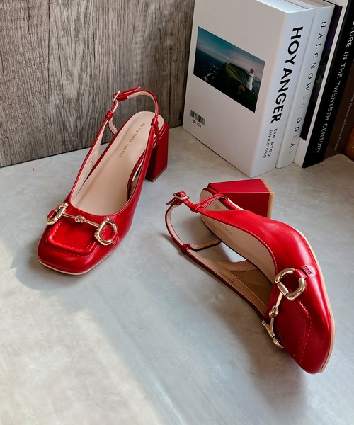 「Noubel Voug Relax」 ヒールサンダル 24cm レッド レディース_画像4