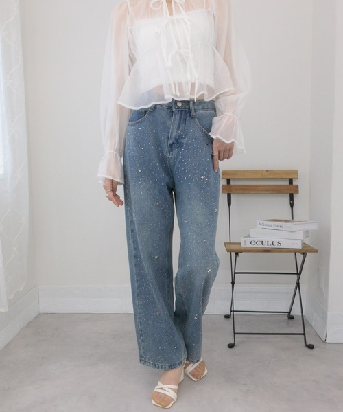 「pumpkin port」 デニムパンツ L ブルー レディース_画像4