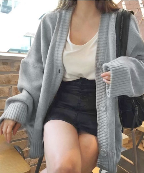 「SHEENA」 ニットカーディガン M グレー レディース_画像3