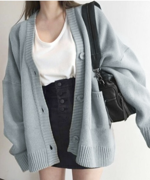 「SHEENA」 ニットカーディガン M グレー レディース_画像4