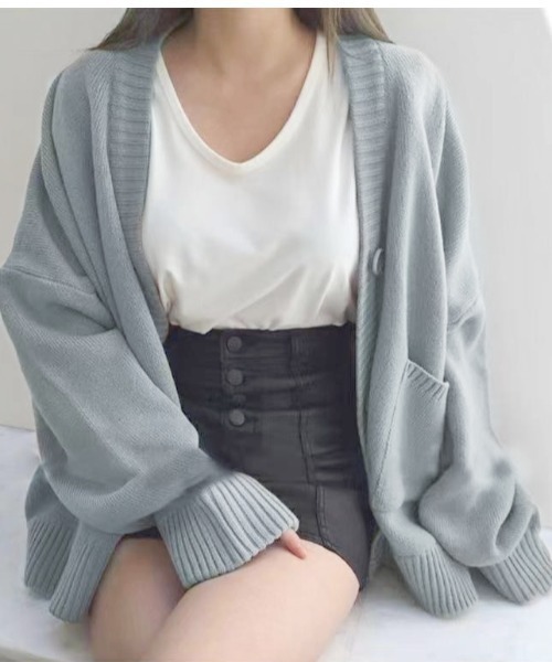 「SHEENA」 ニットカーディガン M グレー レディース_画像5