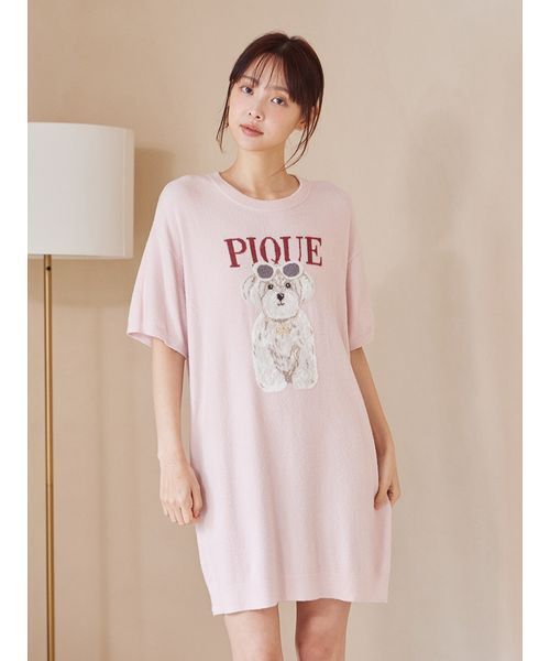 パジャマ ルームウェア ファッションCATS＆DOGSジャガードミニワンピース レディースの画像