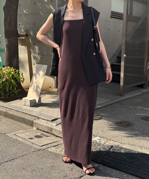 ワンピース 全骨格細見え/撥水加工/リピーター続出/リブキャミワンピース/WEB限定カラー・サイズ展開/新色追加の画像