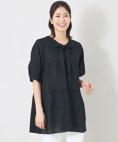 TO BE CHIC☆新品☆7分袖チュニック 黒 TO BE CHIC（トゥー ビー