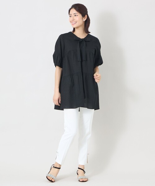 TO BE CHIC☆新品☆7分袖チュニック 黒 TO BE CHIC（トゥー ビー