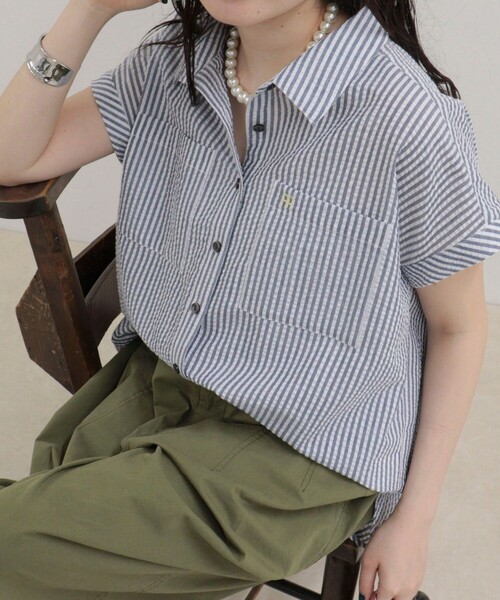 fredy emue（フレディエミュ） ブラウス シャツ 半袖 FR刺しゅう 