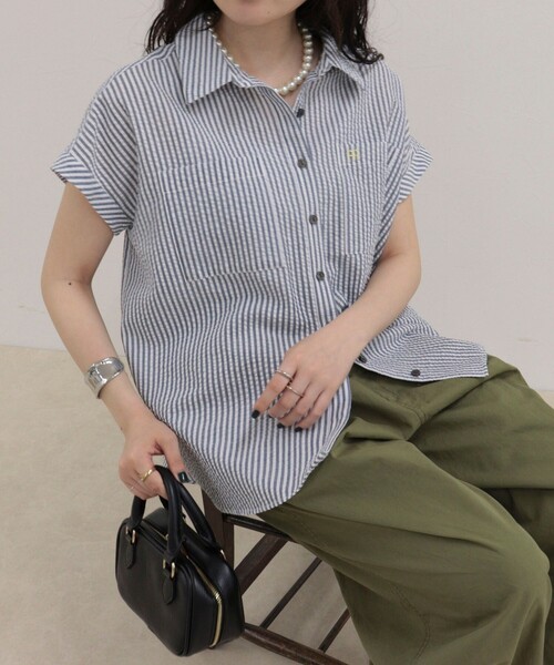 fredy emue（フレディエミュ） ブラウス シャツ 半袖 FR刺しゅう 