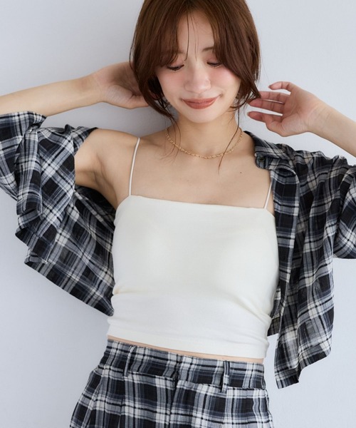 カップ付き キャミソール カップインナーショートキャミ　878214 | mysty woman | 01