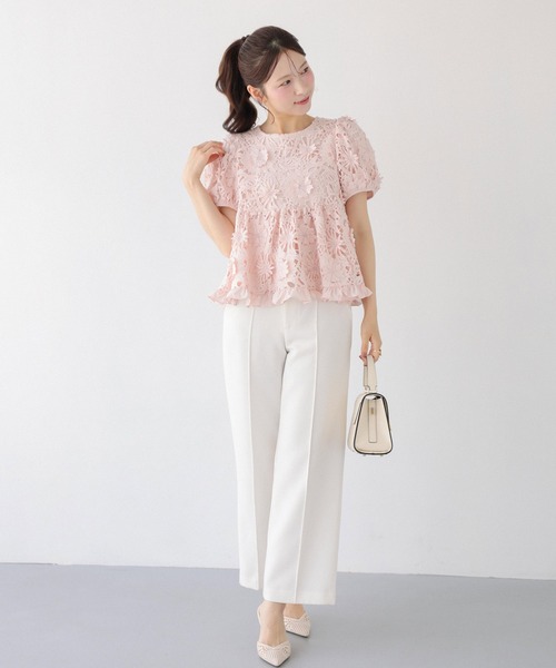 Fit more（フィットモア） 総レースフリルトップス レディース