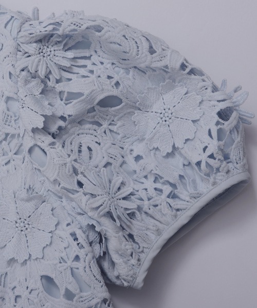 【新品】フィットモア　fitmore 総レースフリルトップス　ペールブルー完売品 Fit more（フィットモア） 総レースフリルトップス レディース