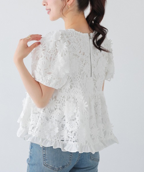 Fit more（フィットモア） 総レースフリルトップス レディース