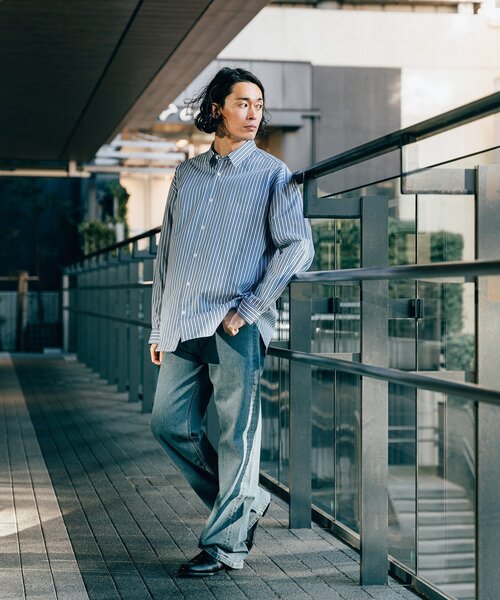 「THOMAS MASON」 長袖シャツ MEDIUM グリーン メンズ_画像8