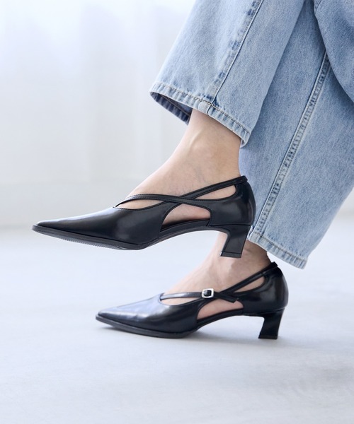 「menue」 ヒールサンダル 24.0cm ブラック レディース_画像3
