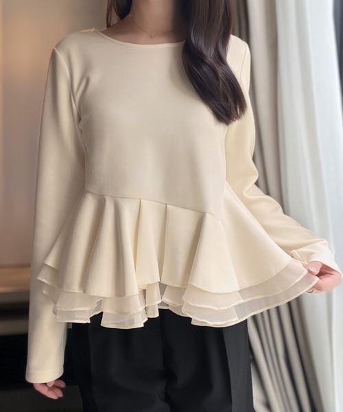 JUNOAH（ジュノア） tシャツ ペプラムシアードッキングカットトップス