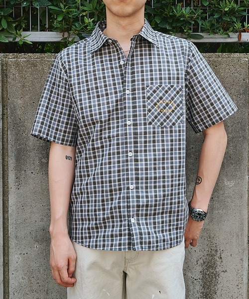 AFB（エーエフビー） シャツ 半袖 SS CHECK SHIRTS メンズ : ZOZOTOWN