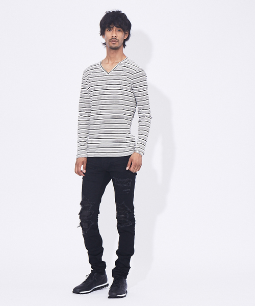 美品5351POUR LES HOMMESスキニー パッチワーク デニム 美品5351POUR LES HOMMESスキニー パッチワーク デニム