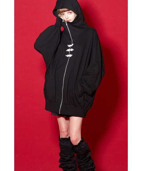 KRY Clothing チャイナボタン ボリュームネックBIGパーカー