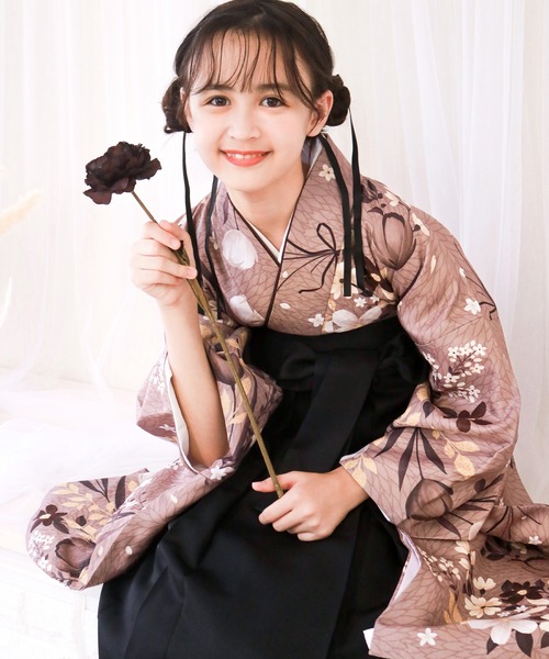 KYOETSU（京越） 着物 ガールズ 簡易袴 5点セット ( 二尺袖 + 帯 + 袴