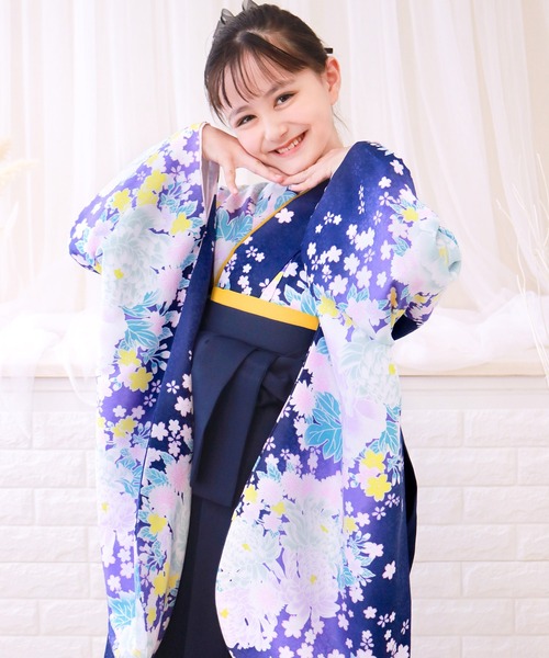 KYOETSU（京越） 着物 ガールズ 簡易袴 5点セット ( 二尺袖 + 帯 + 袴