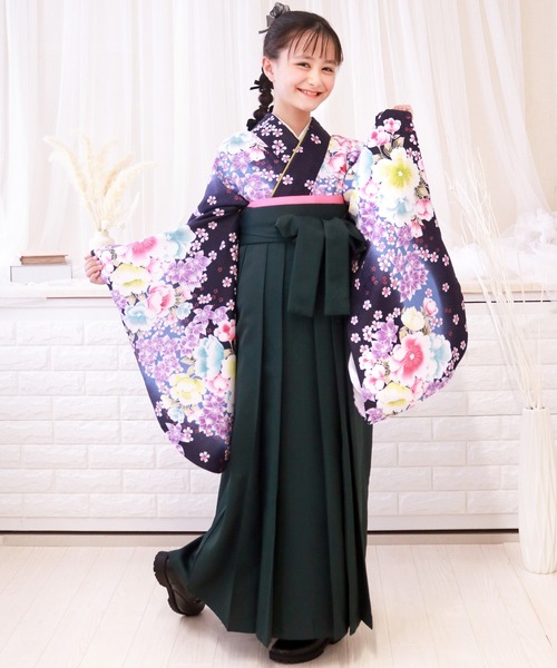KYOETSU（京越） 着物 ガールズ 簡易袴 5点セット ( 二尺袖 + 帯 + 袴