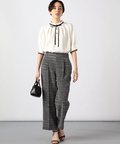 シャツ ブラウス ◇【WEB限定カラー/サイズあり】ストレッチジョーゼット半袖配色ブラウス WEB限定カラー/サイズあり