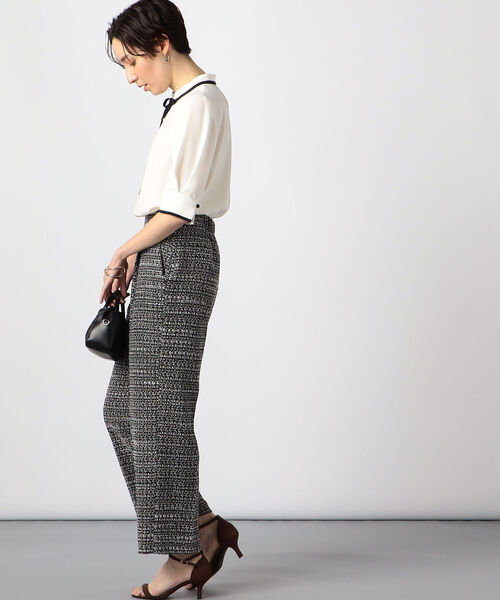 シャツ ブラウス ◇【WEB限定カラー/サイズあり】ストレッチジョーゼット半袖配色ブラウス WEB限定カラー/サイズあり