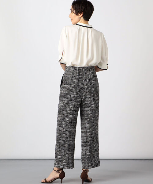 シャツ ブラウス ◇【WEB限定カラー/サイズあり】ストレッチジョーゼット半袖配色ブラウス WEB限定カラー/サイズあり