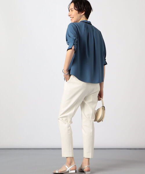 シャツ ブラウス ◇【WEB限定カラー/サイズあり】ストレッチジョーゼット半袖配色ブラウス WEB限定カラー/サイズあり