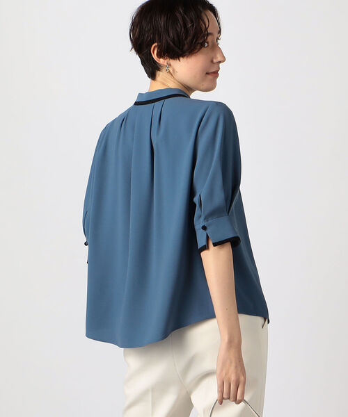 シャツ ブラウス ◇【WEB限定カラー/サイズあり】ストレッチジョーゼット半袖配色ブラウス WEB限定カラー/サイズあり