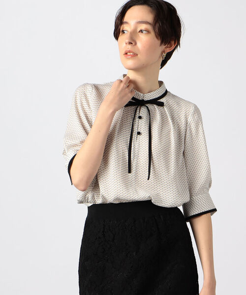 シャツ ブラウス ◇【WEB限定カラー/サイズあり】ストレッチジョーゼット半袖配色ブラウス WEB限定カラー/サイズあり