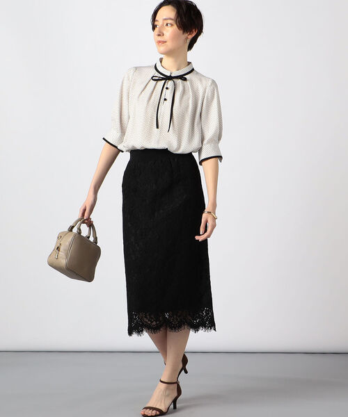 シャツ ブラウス ◇【WEB限定カラー/サイズあり】ストレッチジョーゼット半袖配色ブラウス WEB限定カラー/サイズあり