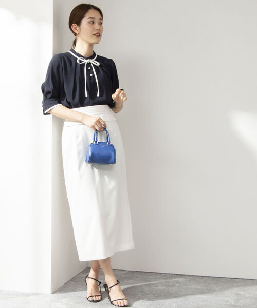 シャツ ブラウス ◇【WEB限定カラー/サイズあり】ストレッチジョーゼット半袖配色ブラウス WEB限定カラー/サイズあり