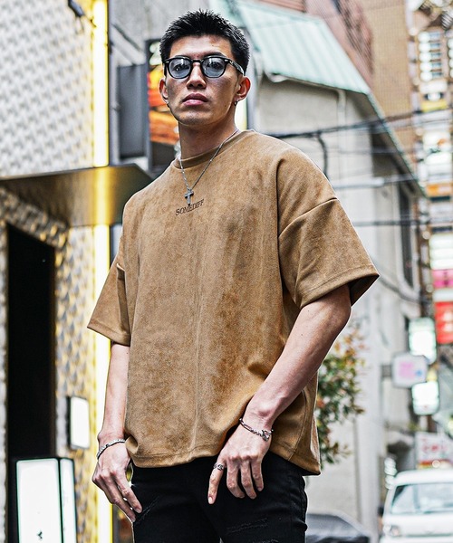 SOMEDIFF tシャツ スウェード半袖Tシャツ メンズ ゆったり
