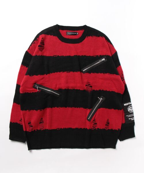JUGLANS（ユグランス） セーター ニット PSYCHO NATION ZIPダメージ 