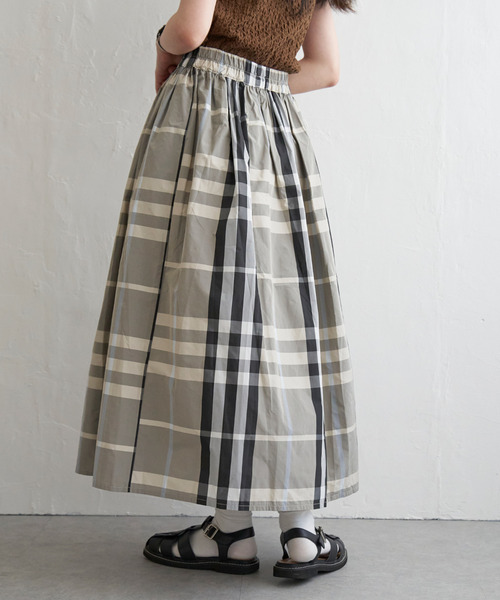 VENCE EXCHANGE スカート タフタチェックギャザースカート : ZOZOTOWN