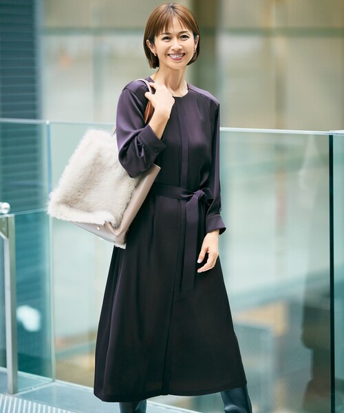 【極美品】自由区 ハーバルフロープリント ワンピース 8分袖 大きいサイズ 自由区（ジユウク） ワンピース ハーバルフロープリント8分袖