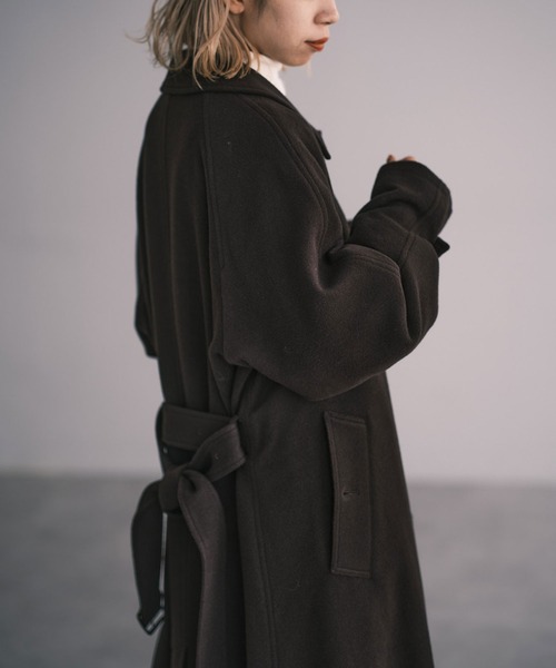 コート チェスターコート 【RAXA/ラシャ】ベルテッドステンコート ポリエステル RAXA/ラシャ 表地 裏地 100%