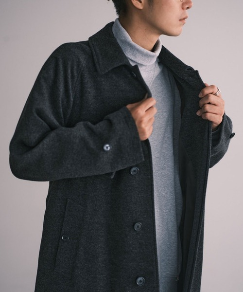 コート チェスターコート 【RAXA/ラシャ】ベルテッドステンコート ポリエステル RAXA/ラシャ 表地 裏地 100%