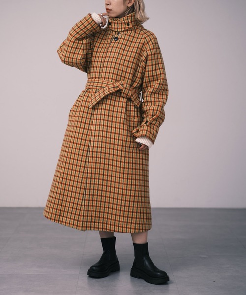 コート チェスターコート 【RAXA/ラシャ】ベルテッドステンコート ポリエステル RAXA/ラシャ 表地 裏地 100%