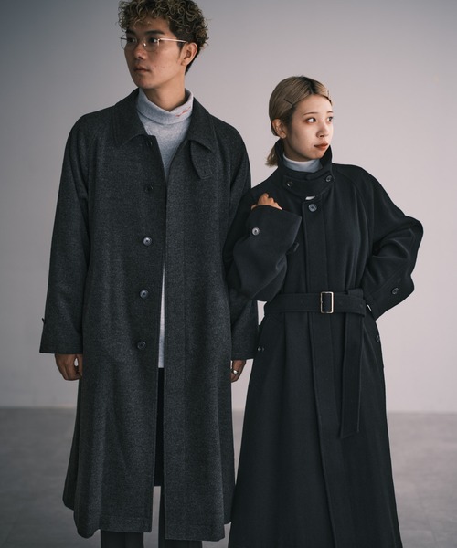 コート チェスターコート 【RAXA/ラシャ】ベルテッドステンコート ポリエステル RAXA/ラシャ 表地 裏地 100%